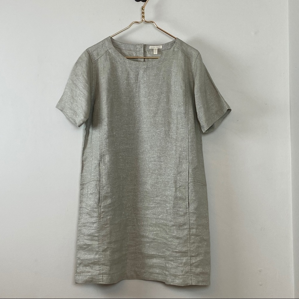 Eileen fisher linen short sleeve dress